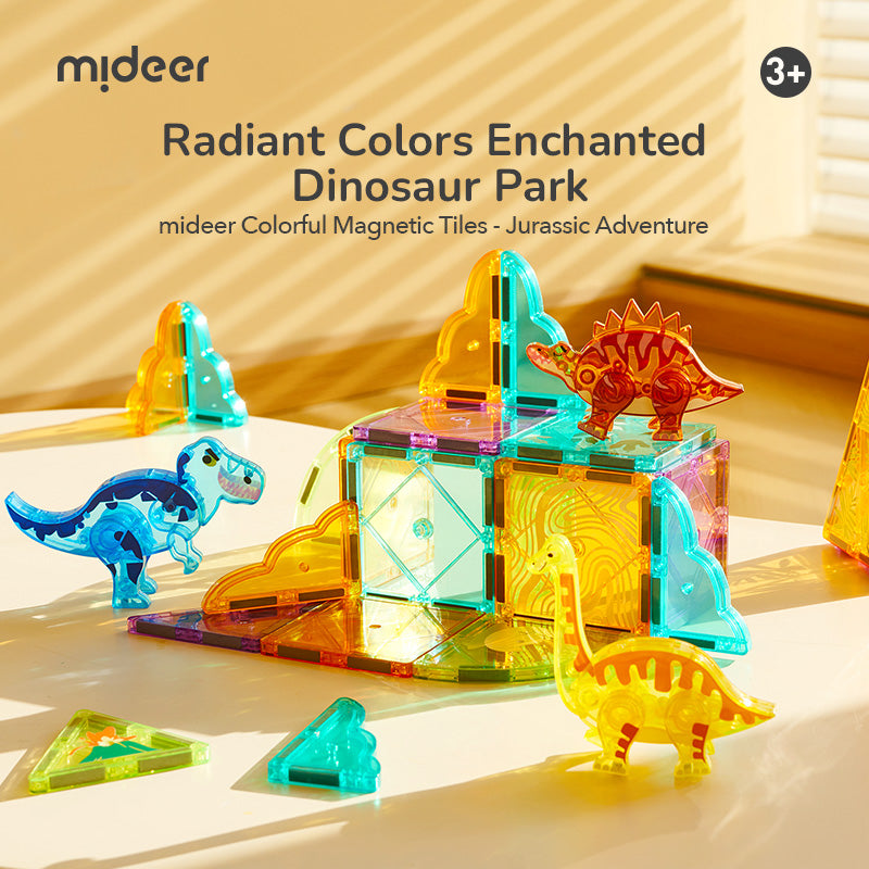 Colorful Magnetic Tiles - Jurassic Adventure