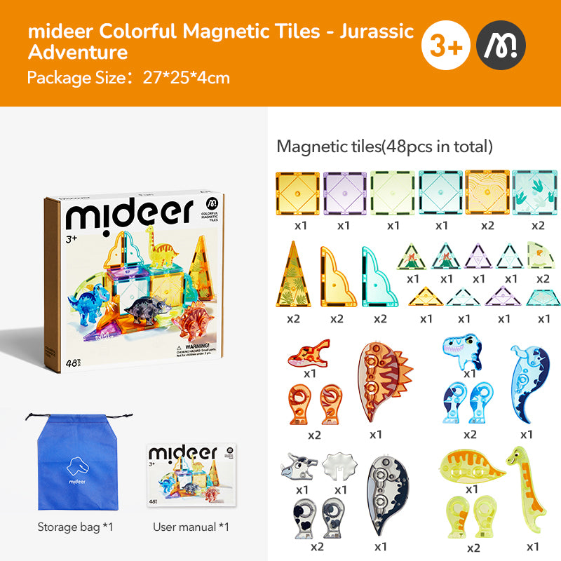Colorful Magnetic Tiles - Jurassic Adventure