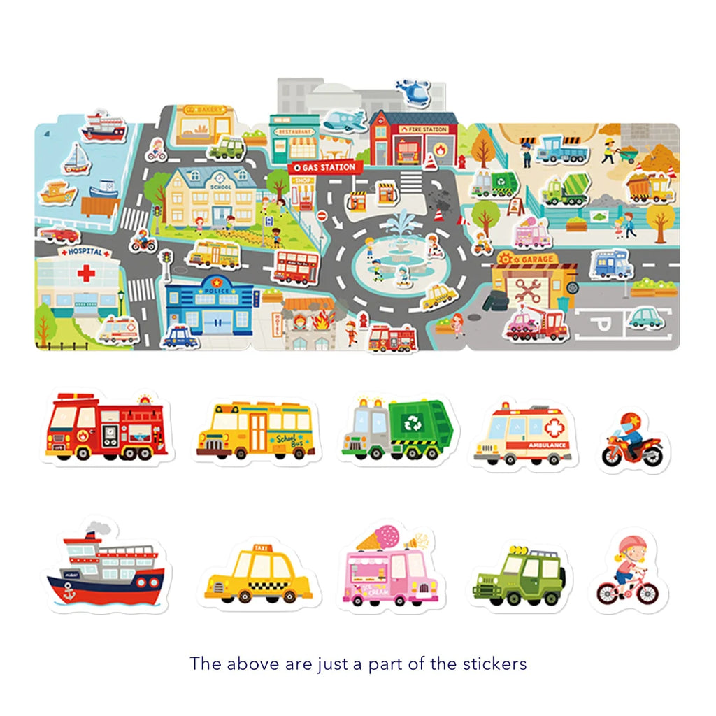 Reusable Jelly Stickers - The Bustling Traffic