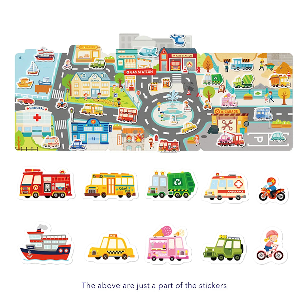 Reusable Jelly Stickers - The Bustling Traffic