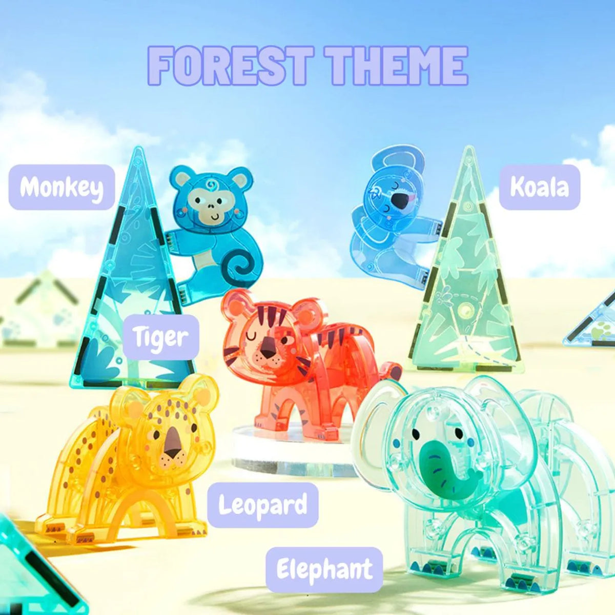 Colorful Magnetic Tiles - Wonderful Forest (40 PCS)