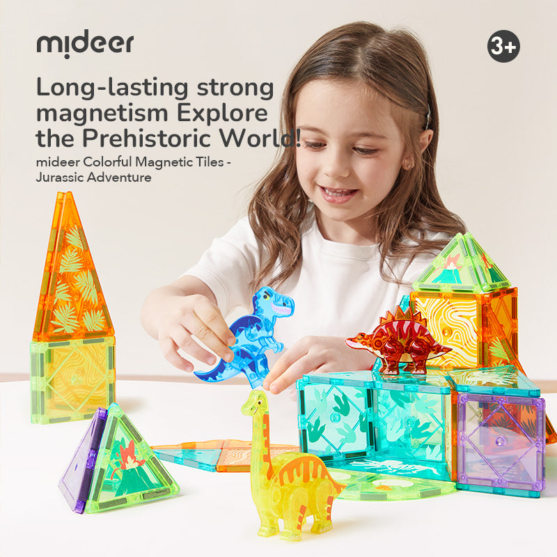 Colorful Magnetic Tiles - Jurassic Adventure