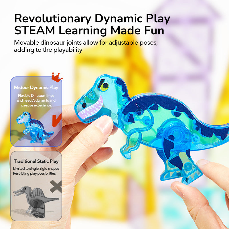 Colorful Magnetic Tiles - Jurassic Adventure