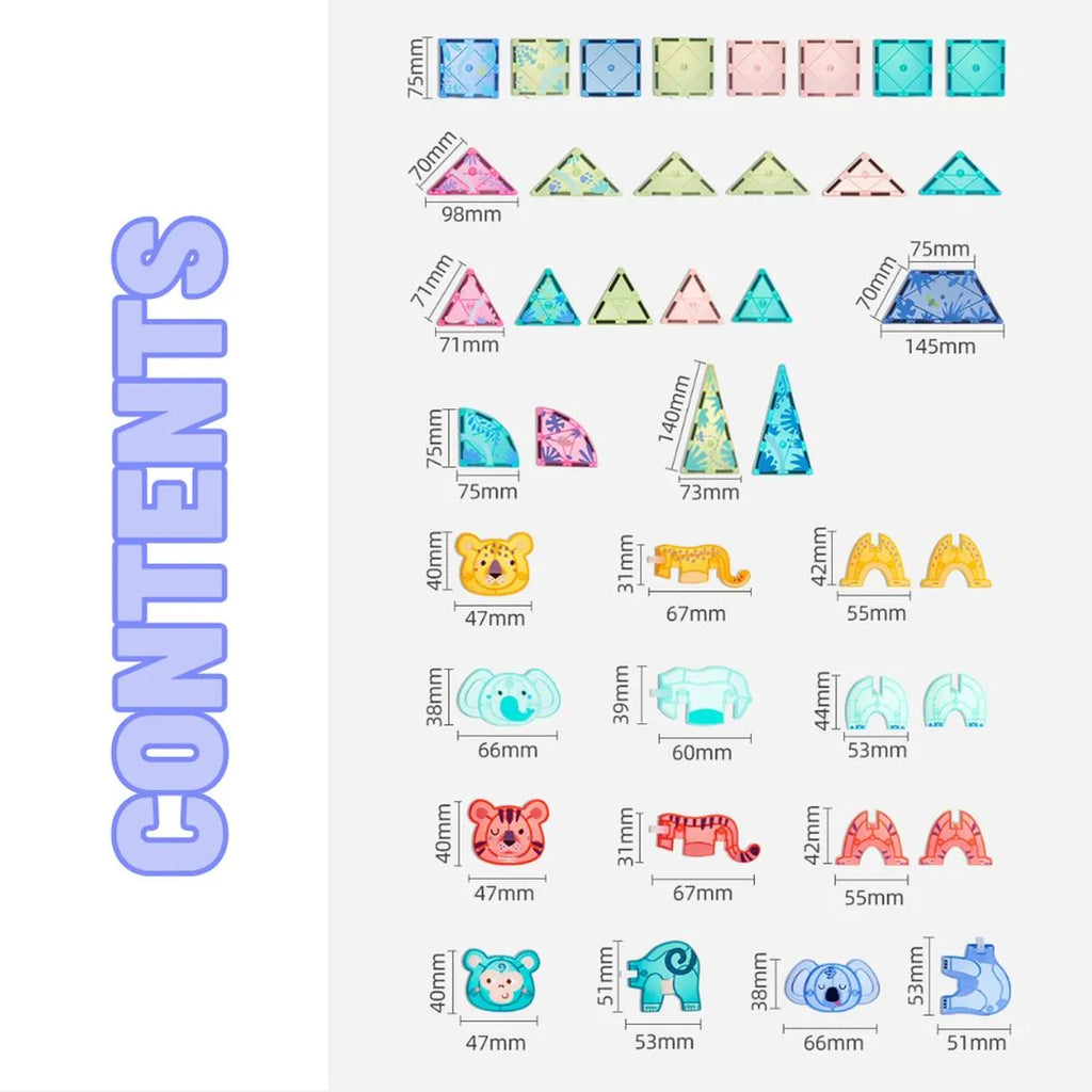 Colorful Magnetic Tiles - Wonderful Forest (40 PCS)