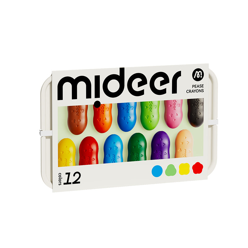 Mideer Pease Crayons, 12 colors in a storage case