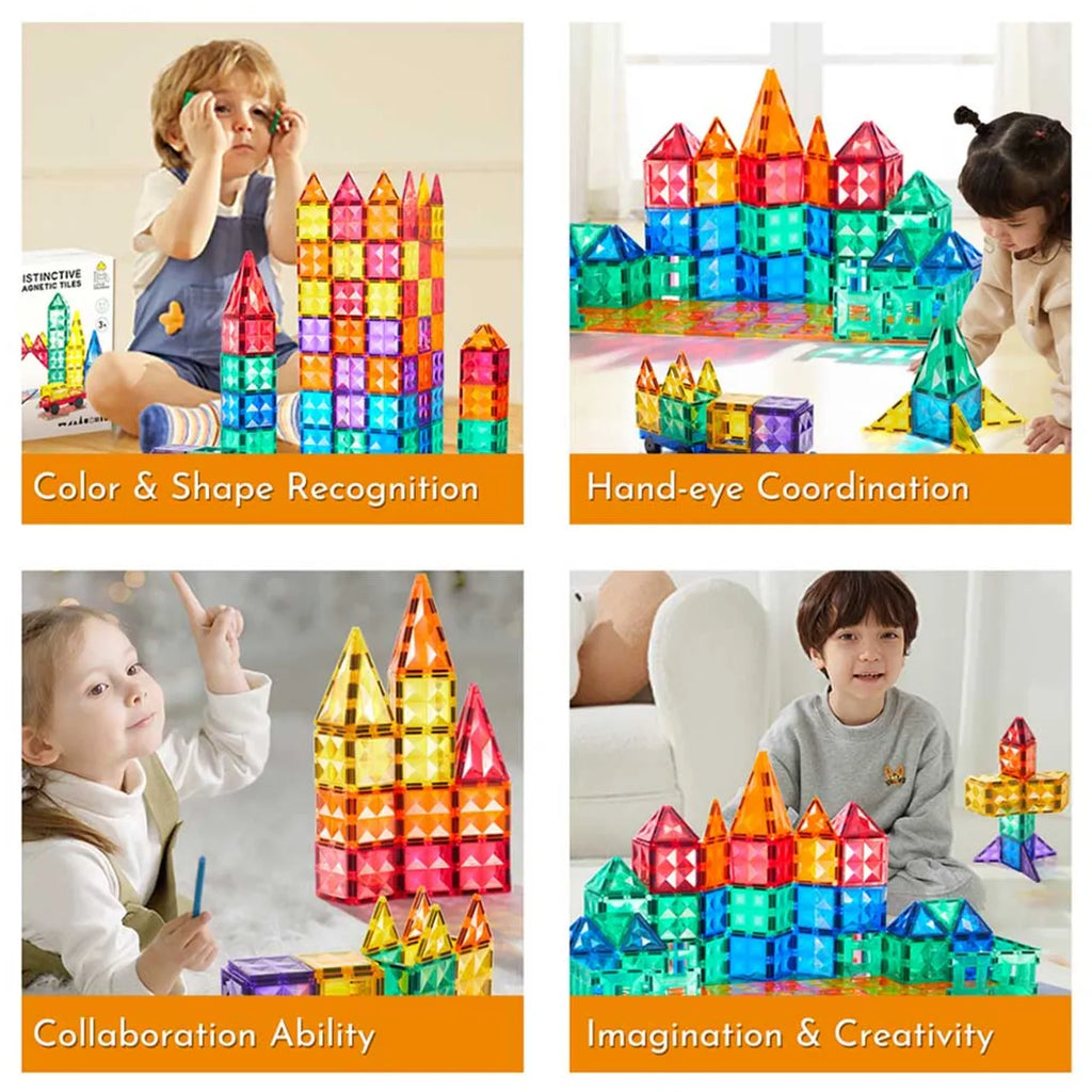 Colorful Magnetic Tiles - 60 PCS
