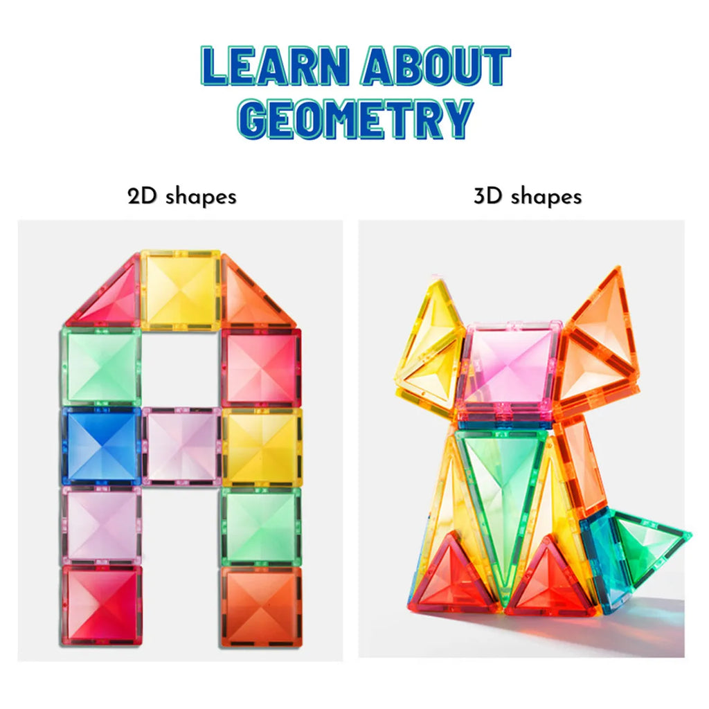 Colorful Magnetic Tiles - 60 PCS