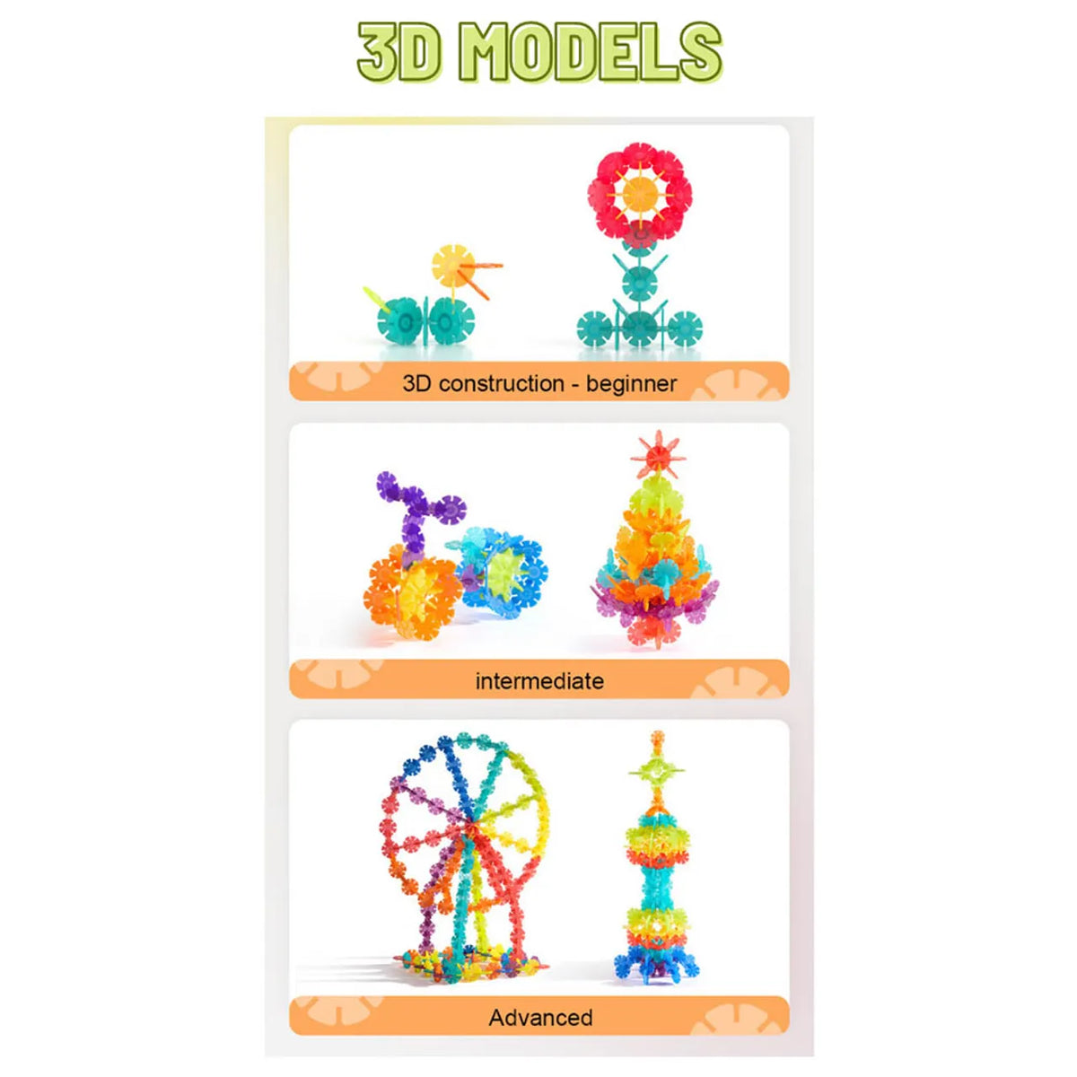 Translucent Color Snowflake Blocks - 200 pcs