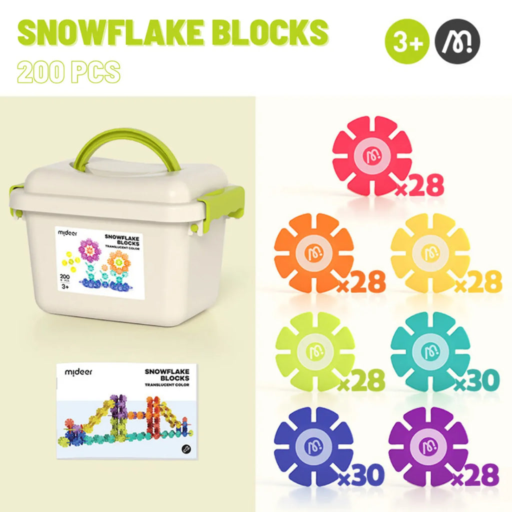 Translucent Color Snowflake Blocks - 200 pcs