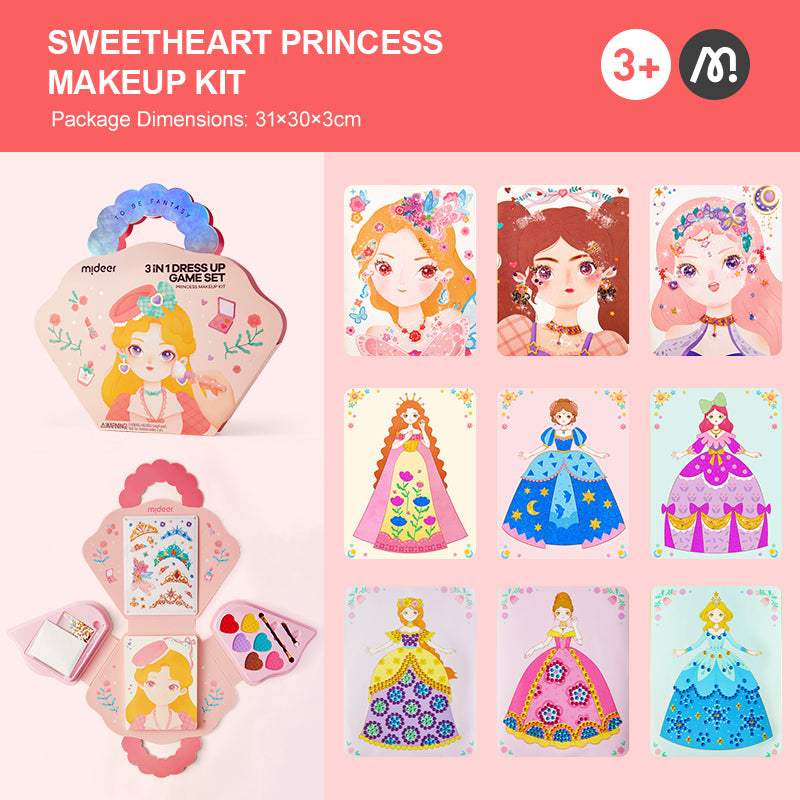 3-in-1 Dress Up Game Set - Princess Makeup Kit